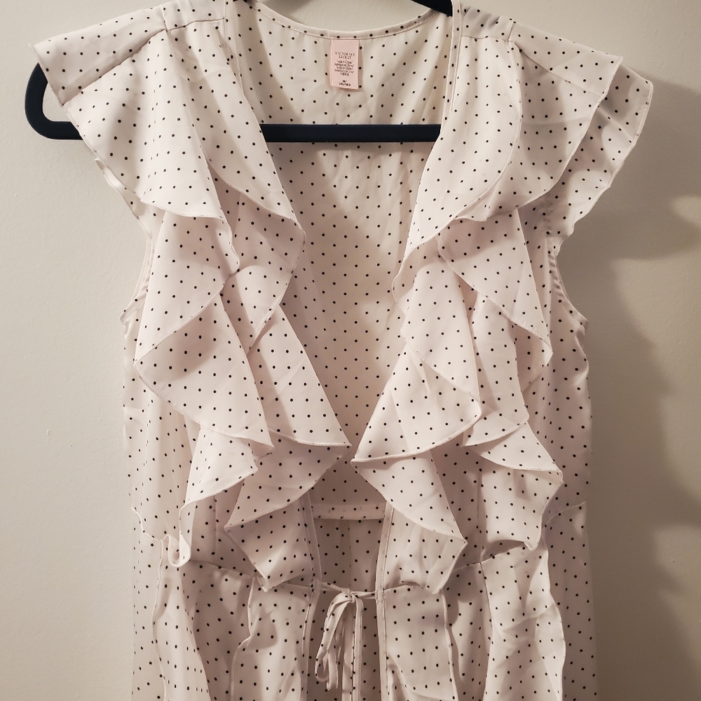 Victoria's Secret | Ivory Dot Ruffle Robe - Medium - Picture 4 of 10